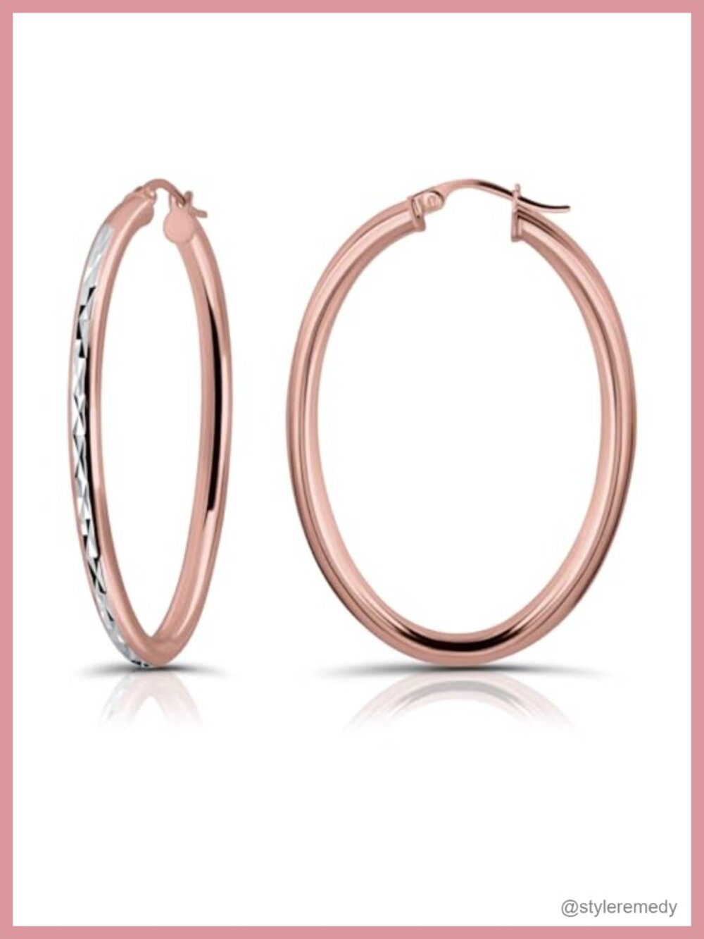 925 Sterling Silver 3mm Oval Diamond-Cut Click-Top Hoop Earrings